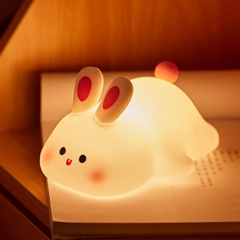 Baby-Nachtlicht mit Touch-Funktion, wiederaufladbare Hasenlampe für Kinder, tragbares LED-Hasen-Nachtlicht für Mädchen u...