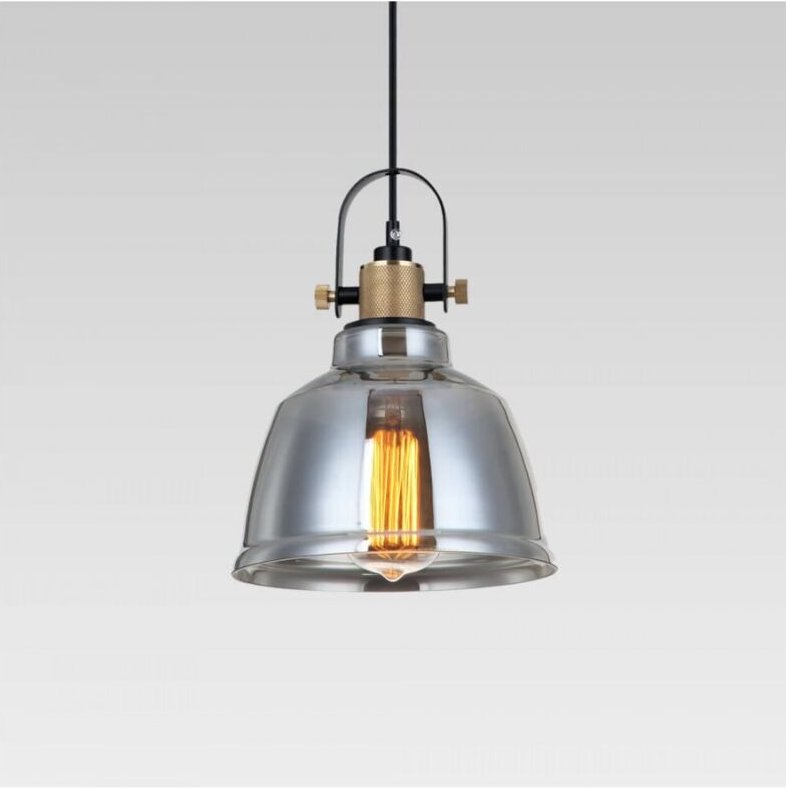 Kosilum - Industrielle Pendelleuchte aus Rauchglas - Kalinka