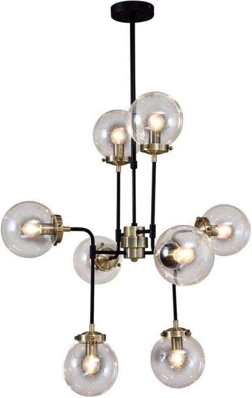 Odelia - Industrie- und Retro-hängender Anhänger Feste antike Bronze, Schwarz 8 Licht mit klarem Schatten, E14 - Italux