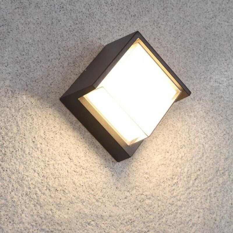 12W schwarze quadratische LED-Wandleuchte IP65 mit Abdeckung - Neutralweiß 4000K - 5500K