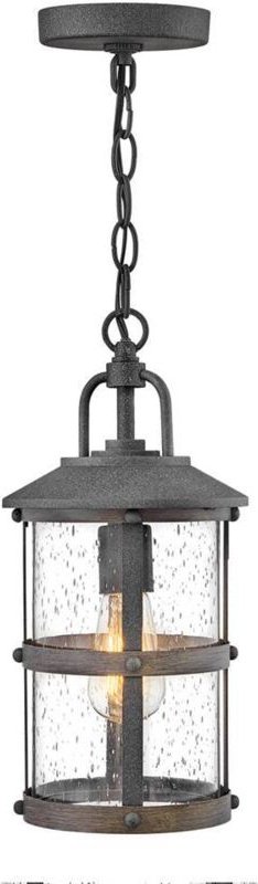Hinkley Lakehouse Hängende Deckenleuchte für den Außenbereich, gealtertes Zink mit Treibholzgrau, IP44 - Elstead