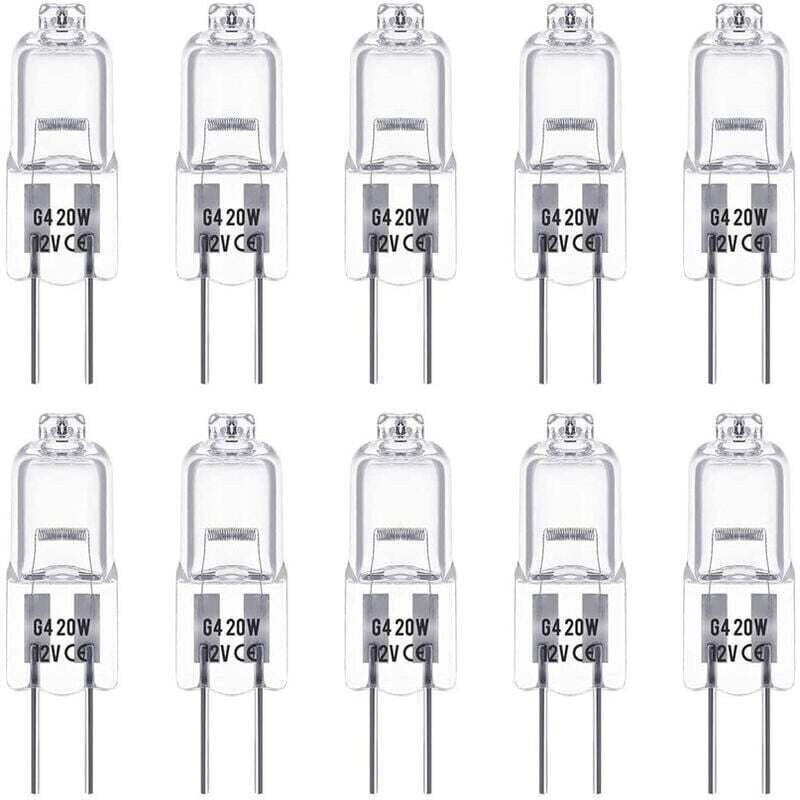 G4-Halogenlampen, 12 V, 20 W, Tastaturbeleuchtung, warmweißes Licht (2800 K), einstellbar, Niederspannung, transparente ...