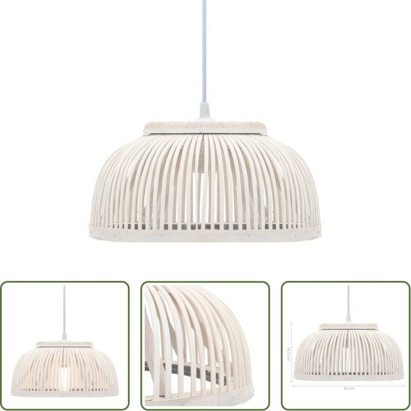 Bambuslampe - Pendelleuchte Bambus 40W 34x14,5 cm Halbrund E27