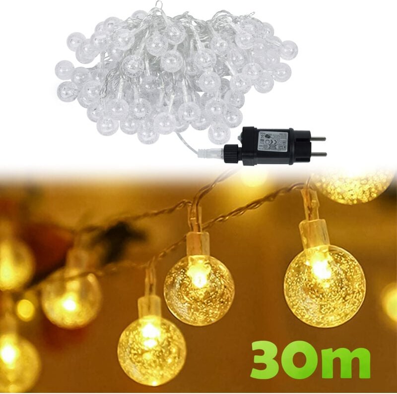 Froadp 30m Lichterketten Innen 240 LED Warmweiß Kristall Kugel String Lichte mit 8 Modi & Speicherfunktion IP44 Wasserdi...