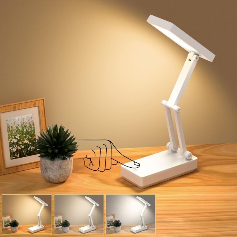 Schreibtischlampe, kabellose Schreibtischlampe, 8000 mAh LED-Touch-Nachttischlampe, faltbare tragbare Lampe mit 3 Hellig...