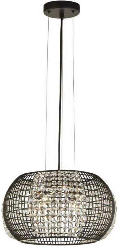 Thumbnail - Cage - 4 Light Black Drum Deckenanhänger mit Kristallglasscheiben - Searchlight