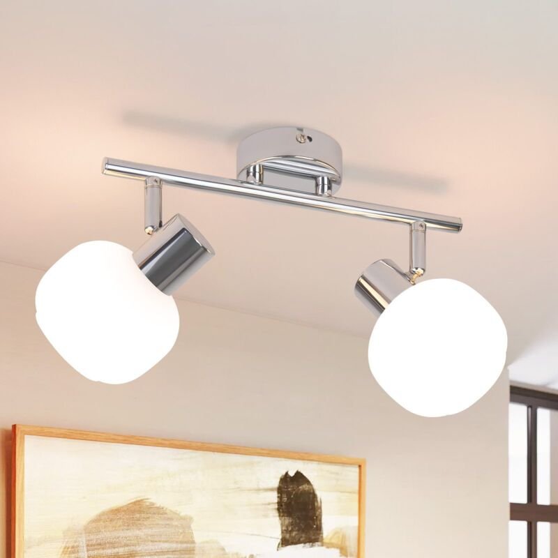 Deckenstrahler Weiß Deckenleuchte Flur - Deckenlampe 2 Flammig Innen Strahler Vintage Glas Lampenschirm Flurlampe Morden...