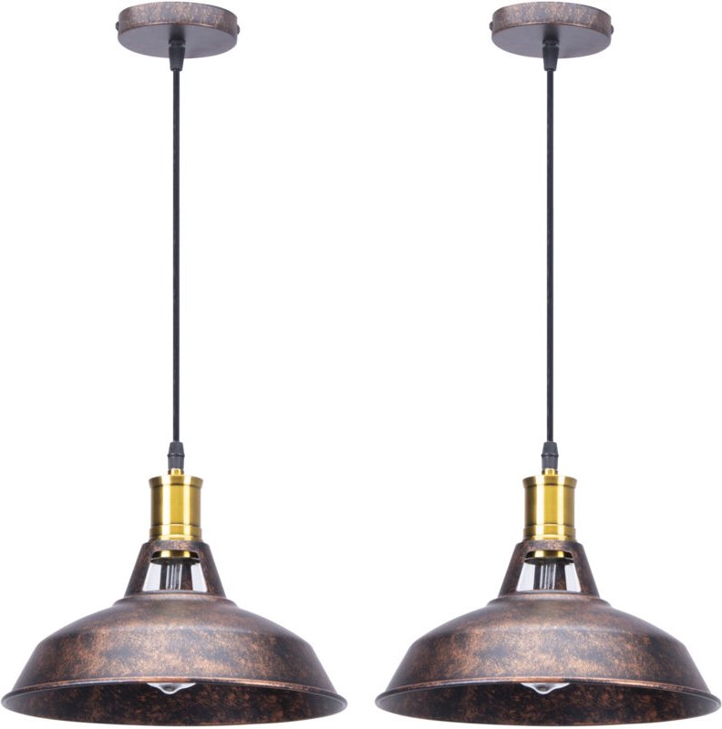 2Pcs Industrielle Hängende Deckenleuchte e27 Metall Eisen Pendelleuchte für Küche Wohnzimmer,Rostfarben