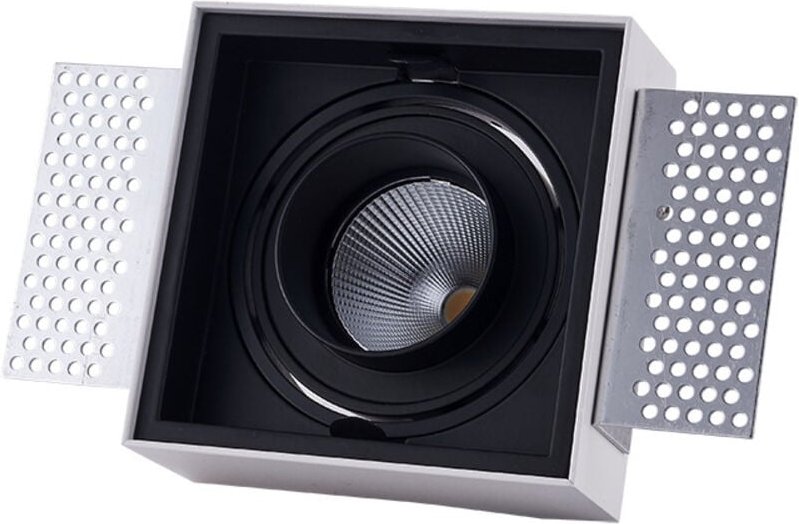 Hochwertige, rahmenlose, quadratische Einbauleuchte mit hohem Farbwiedergabeindex (CRI) von 95+ und verstellbarem, drehb...