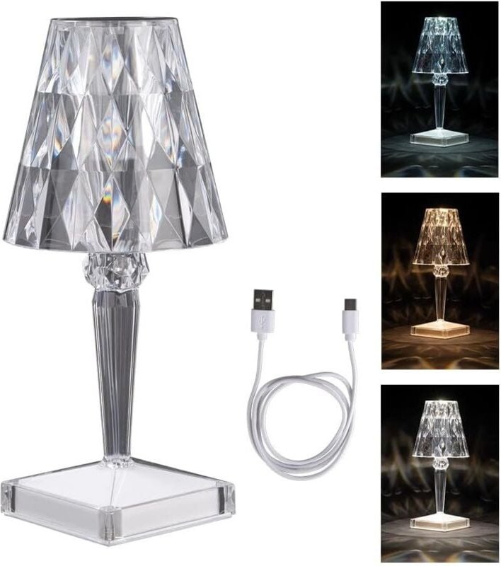 Ideas with Hearts LED-Tischleuchte mit Kristalleffekt Diamant Moderne Nachttischlampe Dekorativ 25,5 cm hoch Dimmbar und...