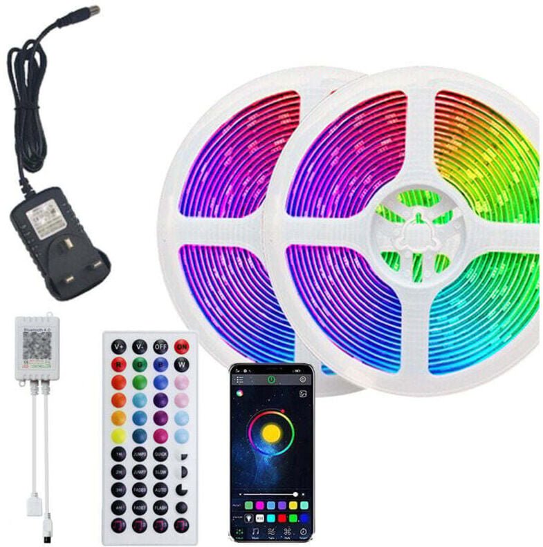 Thumbnail - 10 m LED-Streifen (1 x 10 m), RGB-LED-Lichtstreifen, mehrfarbig, mit 44 Tasten, App-Fernbedienung, Synchronisierung mit ...