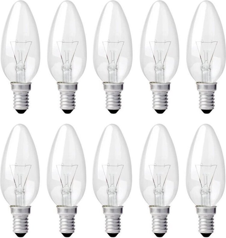 E14 40 W klare Kerzenbirne, dimmbare Glühlampe, Warmweiß 2700 K, 400 lm, Flammen-Glühbirne, E14 Edison-Schraub-Kerzenbir...