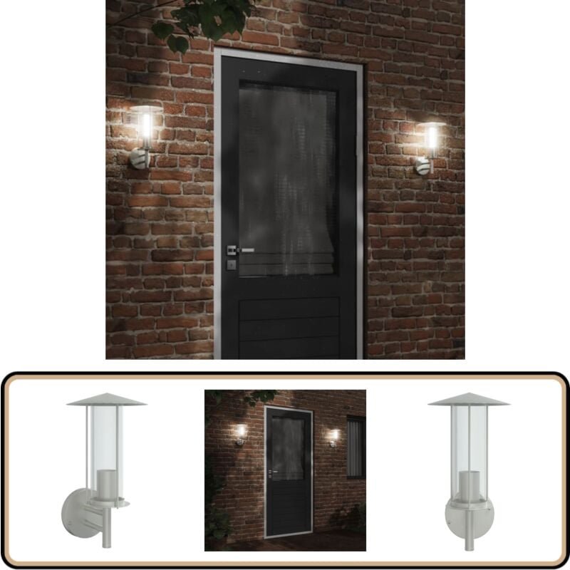 Außenwandleuchte Silbern Edelstahl - Outdoor-Beleuchtung - Wandleuchte - Edelstahl - Gartenleuchte - IP44