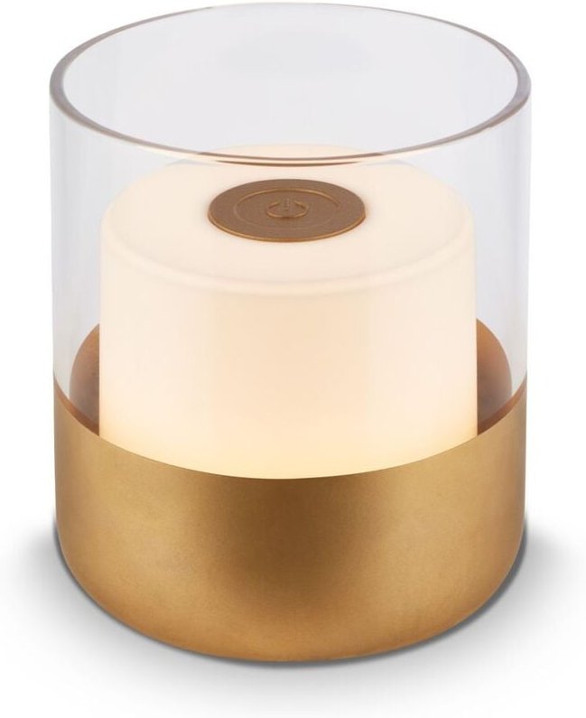 Battery led table lamp, with glass, gold, 1xLED/2W