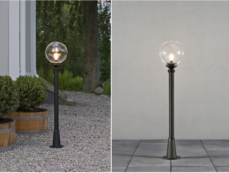 Meinewunschleuchte - led Wegeleuchte Aluminium Schwarz mit Glaskugel, Höhe 118cm