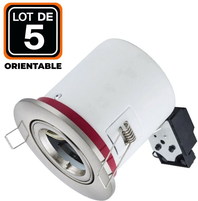 Europalamp - 5 Supports Spot bbc Orientable inox IP20 avec Douille GU10