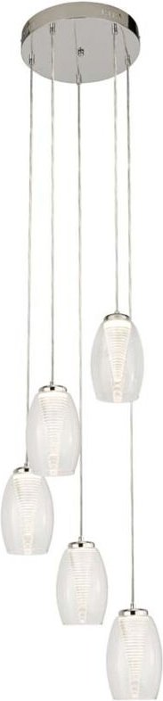 Hängeleuchte Pendelleuchte Wohnzimmerlampe LED Glas klar Stahl chrom 5-Flammig