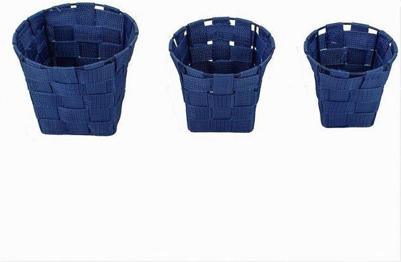 Trade Shop Traesio - Trade Shop - set mit 3 runden körben zur aufbewahrung aus blauem stoff für badezimmer, haus, küche ...