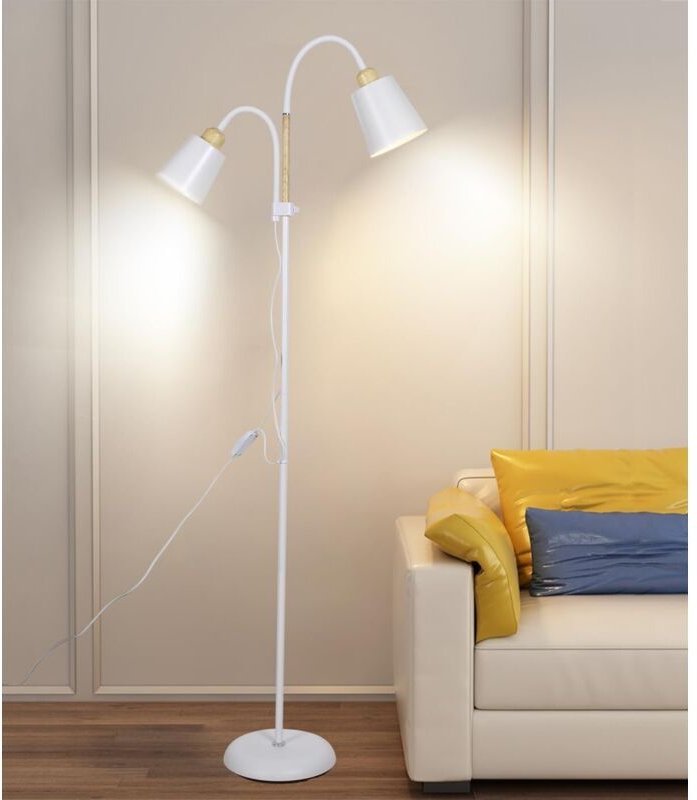 Antenlicht LED Stehlampen 159cm Stehleuchte mit 2 Lampenköpfe Leselampe E27 Fassung max. 60W Metall Sofalampe Standleuch...