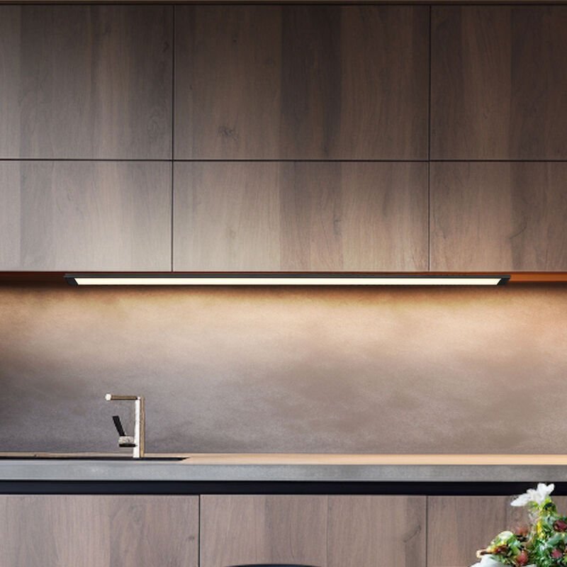 Unterbaulampe led Unterbauleuchte Deckenlampe Küche schwarz Kabelschalter, Kunststoff opal, 1x led 5 w 330 lmwarmweiß, L...