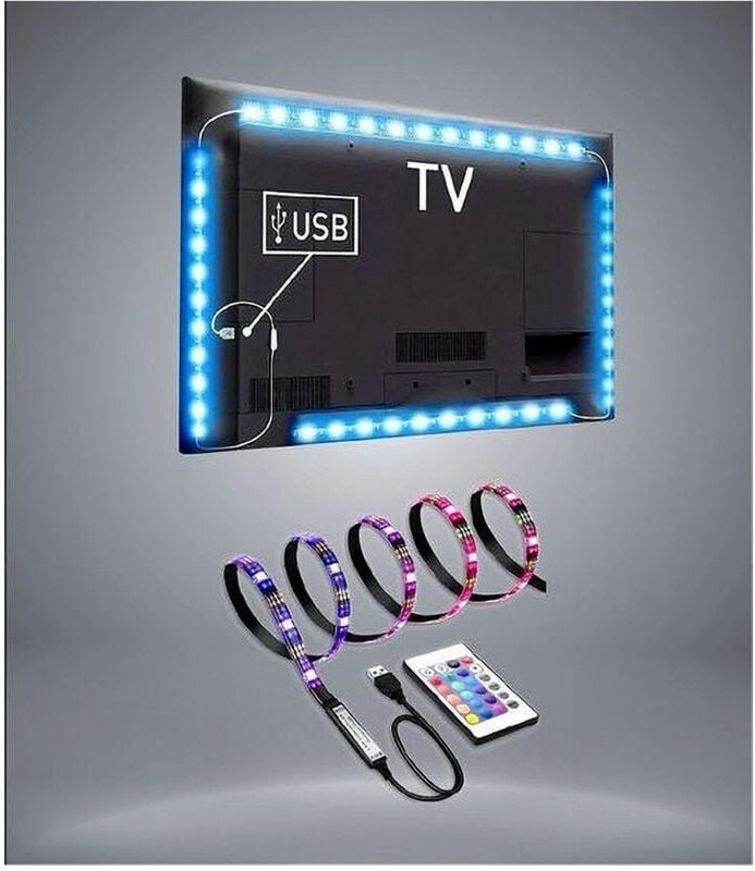 Trade Shop - striscia led rückbereitungs-tv-überwachung rgb smd 5050 5 mt usb DC5V 5050RGB-5V -