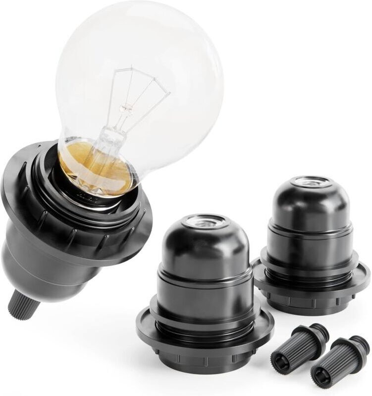 E27-Fassung, schwarz – 250 V, 60 W – Kunststoff-Schraubfassung – für Nachttischlampe