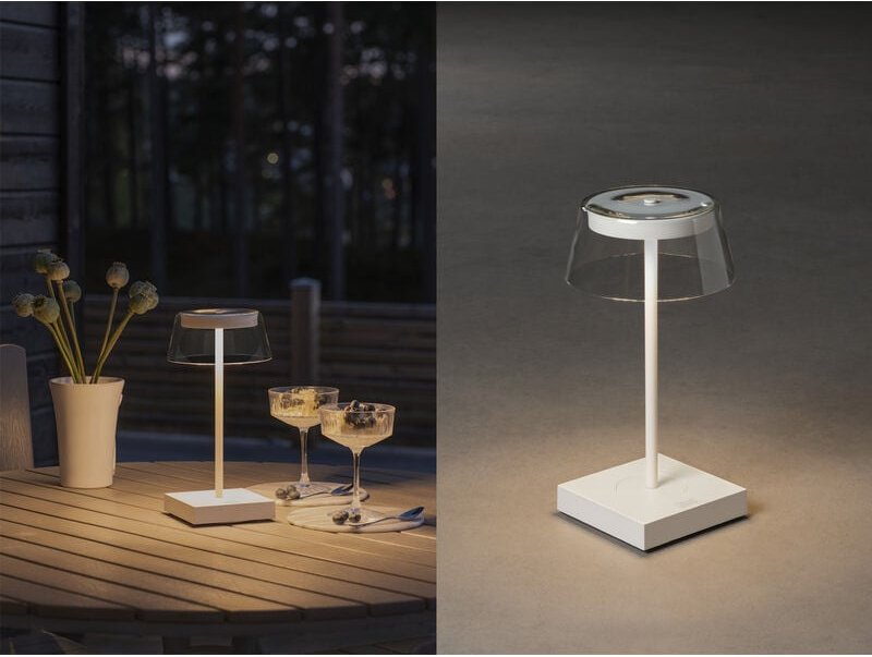 Konstsmide Lighting - Wiederaufladbare led Outdoor Akku Tischleuchte scilla dimmbar in Weiß, Höhe 27cm