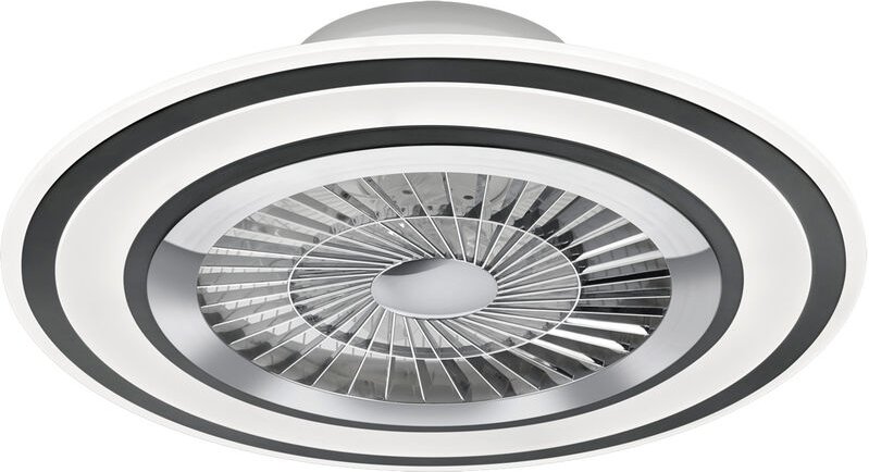 Flaga - LED-Ventilator und Deckenleuchte �60 cm mit schwarzem satiniertem Rand, Fernbedienung, Dimmer, Timer, Nachtlicht...