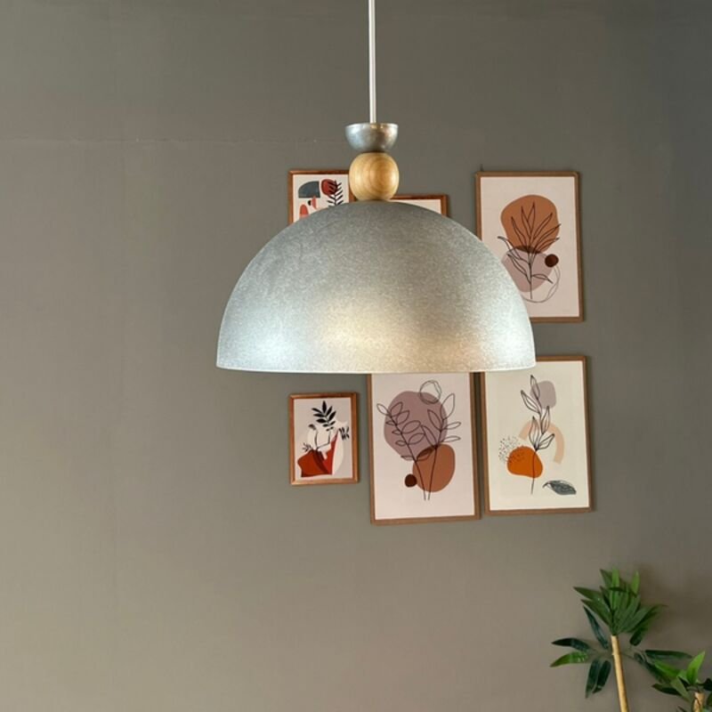 Thumbnail - Yimpi Industrielle Pendelleuchte aus Handbemaltem Silberne Farbe Metall – Vintage-Kronleuchter E27 Ø30 cm für Wohnzimmer...