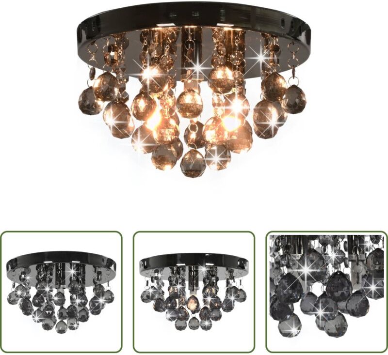 vidaXL Perlen - Deckenleuchte mit Rauchschwarzen Perlen Schwarz Rund G9