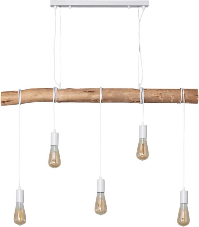 Ledkia - Pendelleuchte Metall und Holz Yagis Weiß