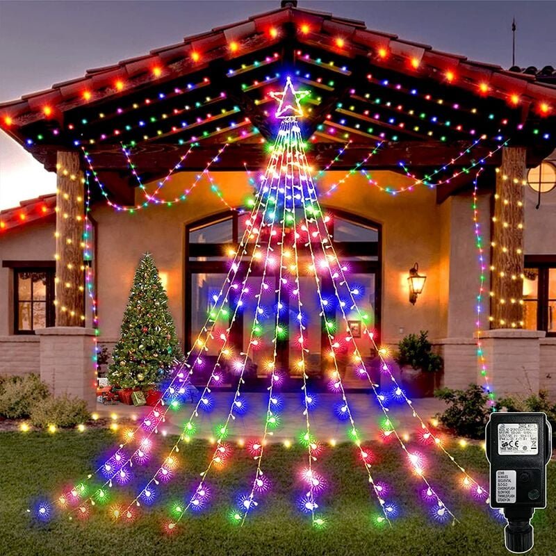 Weihnachtslicht Girlande Stern 315 LEDs Weihnachtsbaum Licht 8 Modi IP44 für Outdoor Indoor Hochzeit Party Weihnachtsbau...