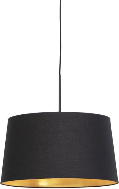 Hängelampe mit Baumwollschirm schwarz mit Gold 40 cm - Combi