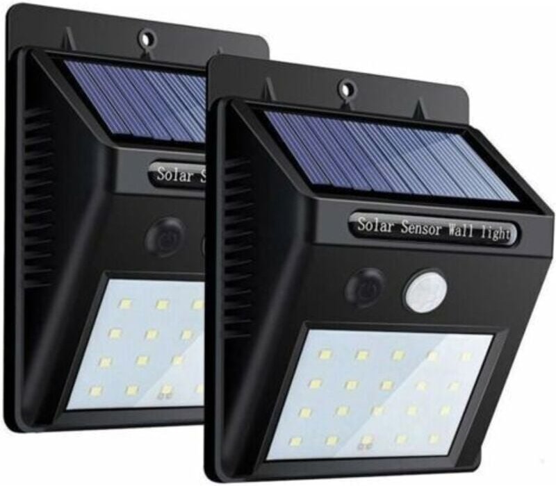 2er-Pack Solarleuchten für den Außenbereich, 20 wasserdichte LED-Solar-Wandleuchten mit Bewegungsmelder, Sicherheitslich...