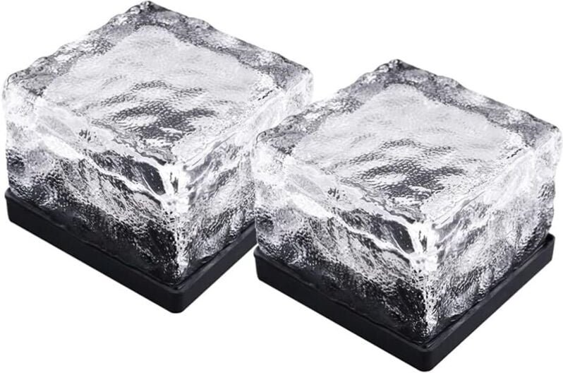 Vtizikl Lumière solaire enterrée, lumière solaire étanche en brique de verre, lumière solaire enterrée pour jardin (2 pi...