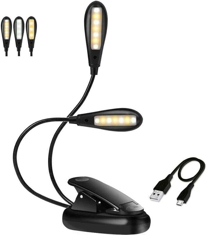 14 Leuchten, 9 Geschwindigkeitsstufen, LED-Leselampe, wiederaufladbar, Tischleuchte mit Klemme und Schutzvorrichtung gee...