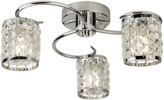 Searchlight Royal - 3 Light Semi Flush Chrome IP44, mit Kristall, Glas, G9