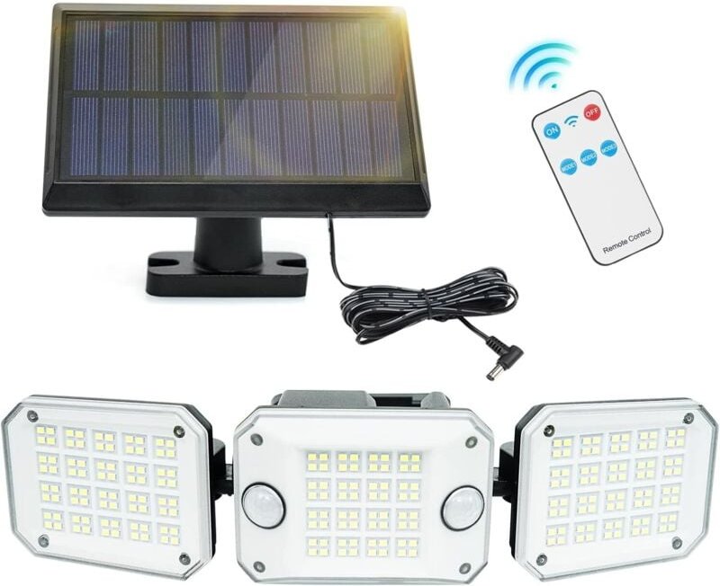Solarleuchten für den Außenbereich mit Bewegungsmelder und Fernbedienung, 6000 mAh, 1200 lm, Solarleuchten mit Bewegungs...