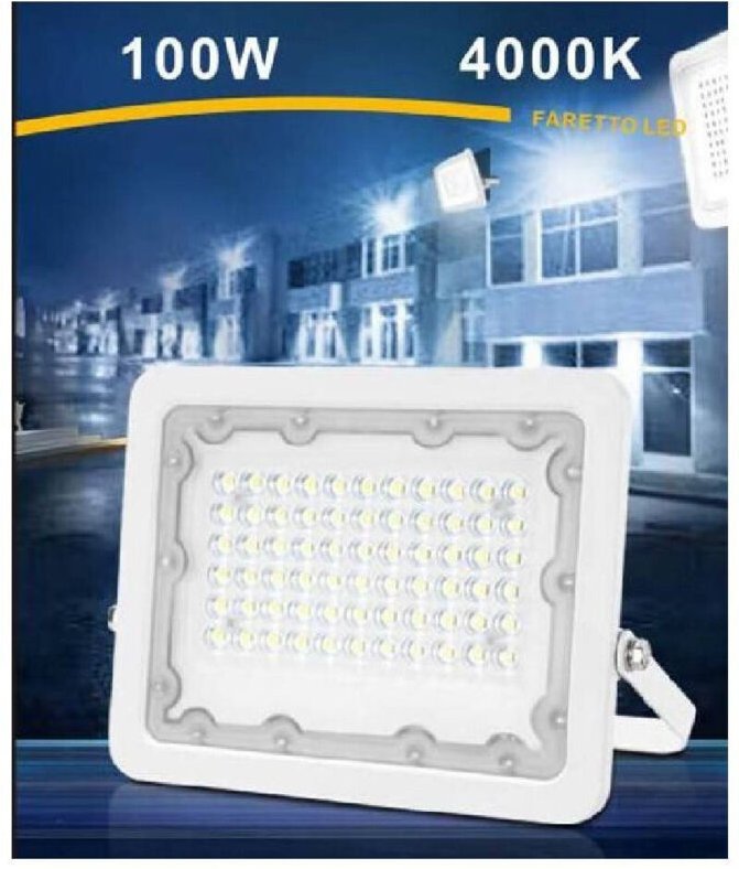 Trade Shop Traesio - Trade Shop - LED-Strahler 100W Ultra Slim Weiß Outdoor IP65 Kaltes natürliches warmes Licht FS100W-...