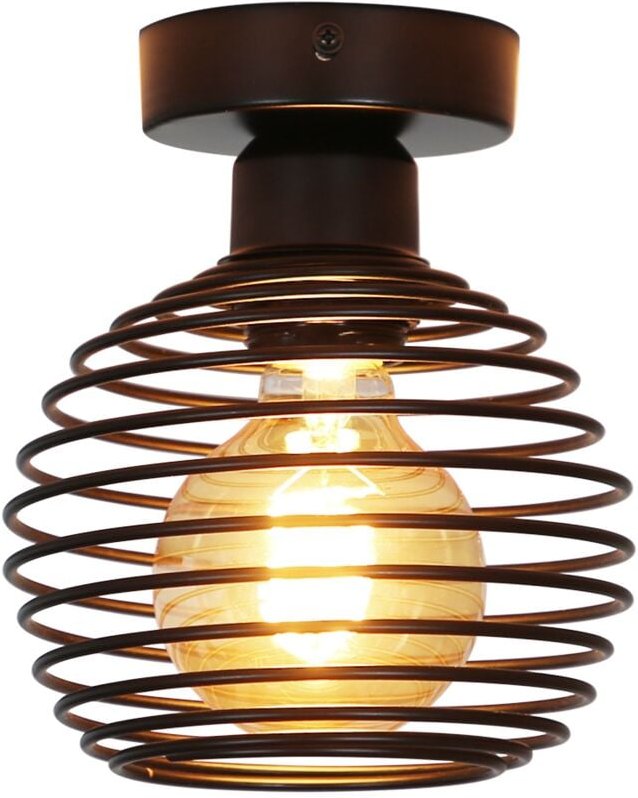 Deckenlampe Vintage Deckenleuchte Flur - Retro 2ER Flurlampe Schwarz Metall Lampenschirm Schlafzimmerlampe Industrial Kü...