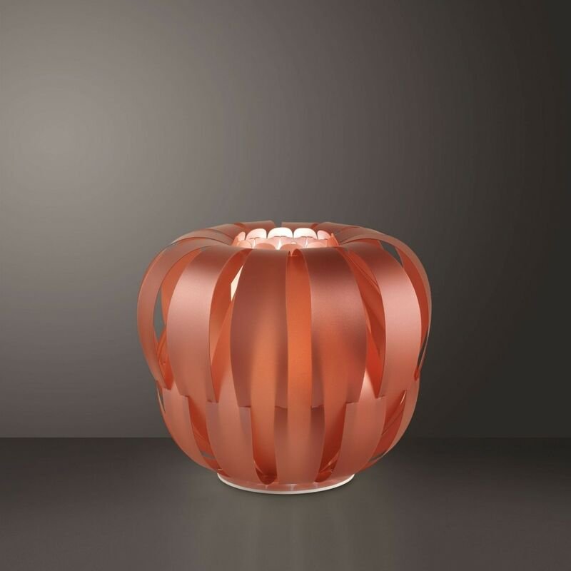 Kupfer-Tischlampe aus weißem Metall Cm. 42 x 33 Std