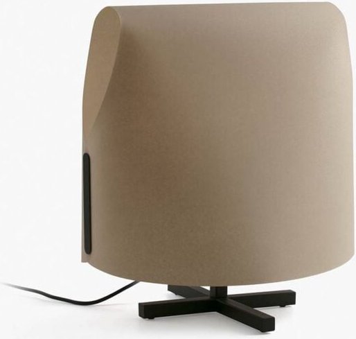 Faro Luang Mittelgroße schwarze, kamelfarbene Tischlampe