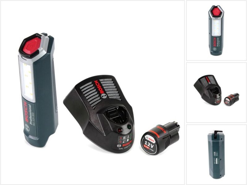 Bosch - Professional gli 12V-300 Akku Lampe + 1x gba 12V 2,0 Ah Akku + gal 1230 Ladegerät