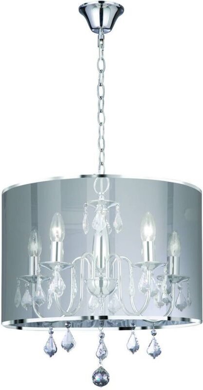 Venetian - 5 Light Multi Arm Deckenanhänger Chrom, Kristalle mit Schatten, E14 - Searchlight