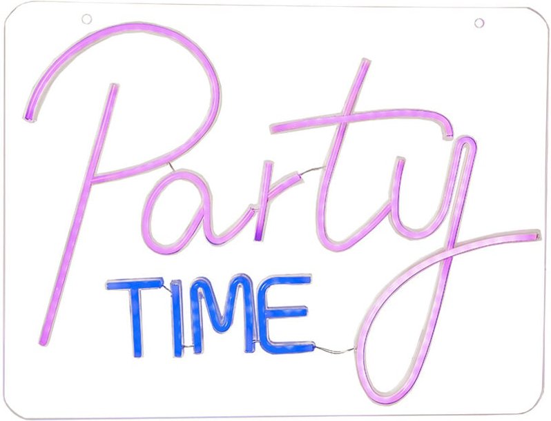Led Neonschild Party Time Mini-USB pink/blau 48x36cm
