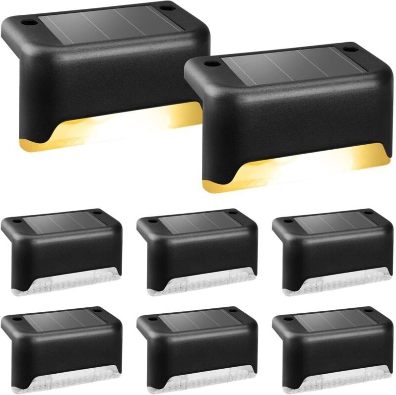 8er-Pack Solar-Deckleuchten, wasserdichte Solarleuchten für den Außenbereich für Außentreppen, Stufen, Zäune, Hof, Terra...