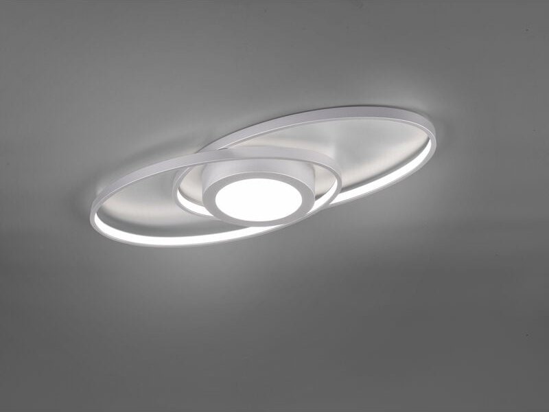 Reality Leuchten - Große led Deckenleuchte galaxy Silber, dimmbar über Schalter, Breite 57cm