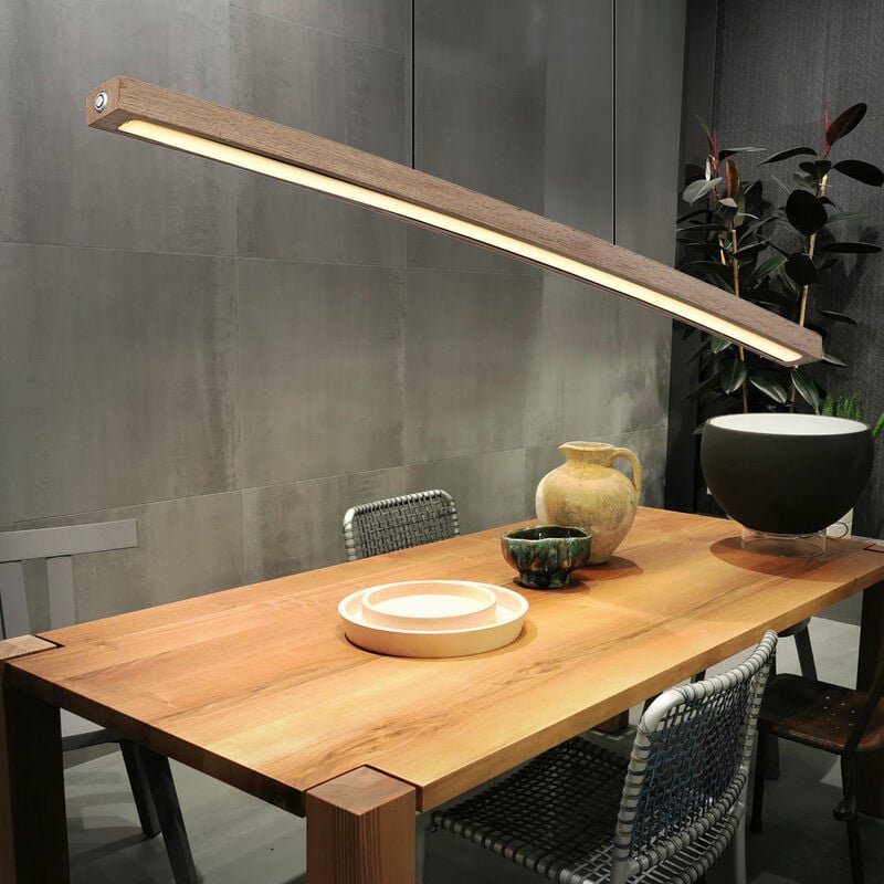 Led Hängelampe Deckenleuchte Pendelleuchte Esszimmerlampe Wohnzimmerleuchte, Metall mdf Graphit Holzoptik, dimmbar 3 Stu...