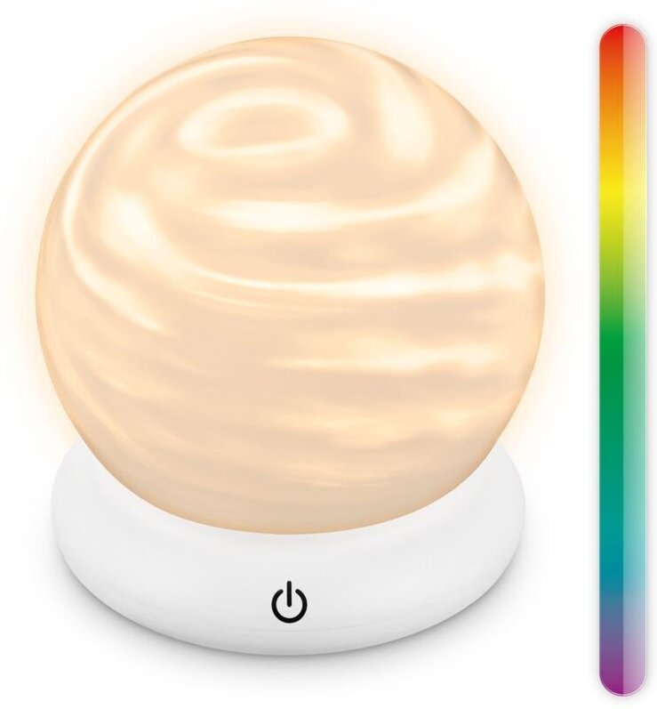 Briloner LED Tischlampe Kabellos Ø15x16,5cm Rund 0,45W 40lm 2700K Warmweiß RGB Dimmbar Weiß - Tischleuchte Wohnzimmer Sc...