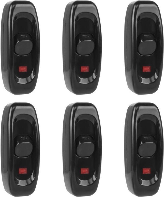 Set mit 6 Lampenschaltern, 250V 10A Wippschalter, Wippschalter für Netzkabel, Schalter